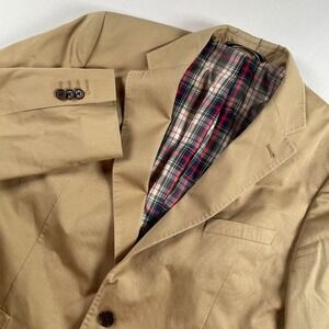 Gant Classic Fit Cotton Blazer Tan Plaid Lined Sport Coat Double Vent Size US 40